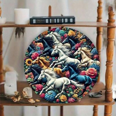 Metal Poster Wall Art, Horse Wild West Vintage, Living Room Decor
