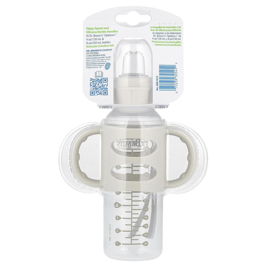 Dr. Brown's Sippy Spout Bottle, 6+ Months, Gray, 250ml (8oz)