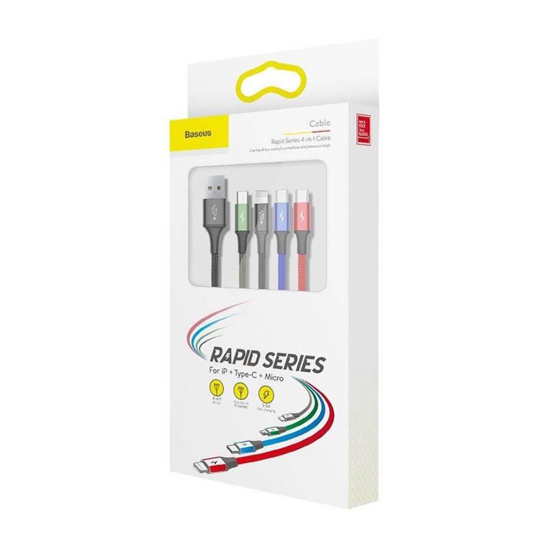 Kabel USB Baseus Snabb 4-i-1 2xUSB-C / Lightning / Micro 3,5A 1,2M (Svart)
