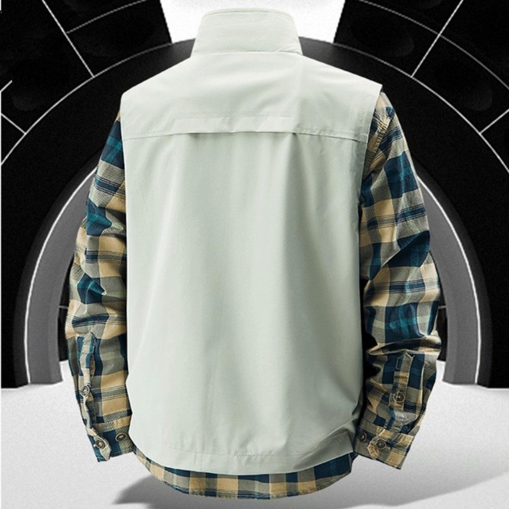 Summer Men Outdoor Breathable Sleeveless Vest Men Casual Multi Pocket Vest Man Cargo Safari Work Waistcoat Plus Size 6XL