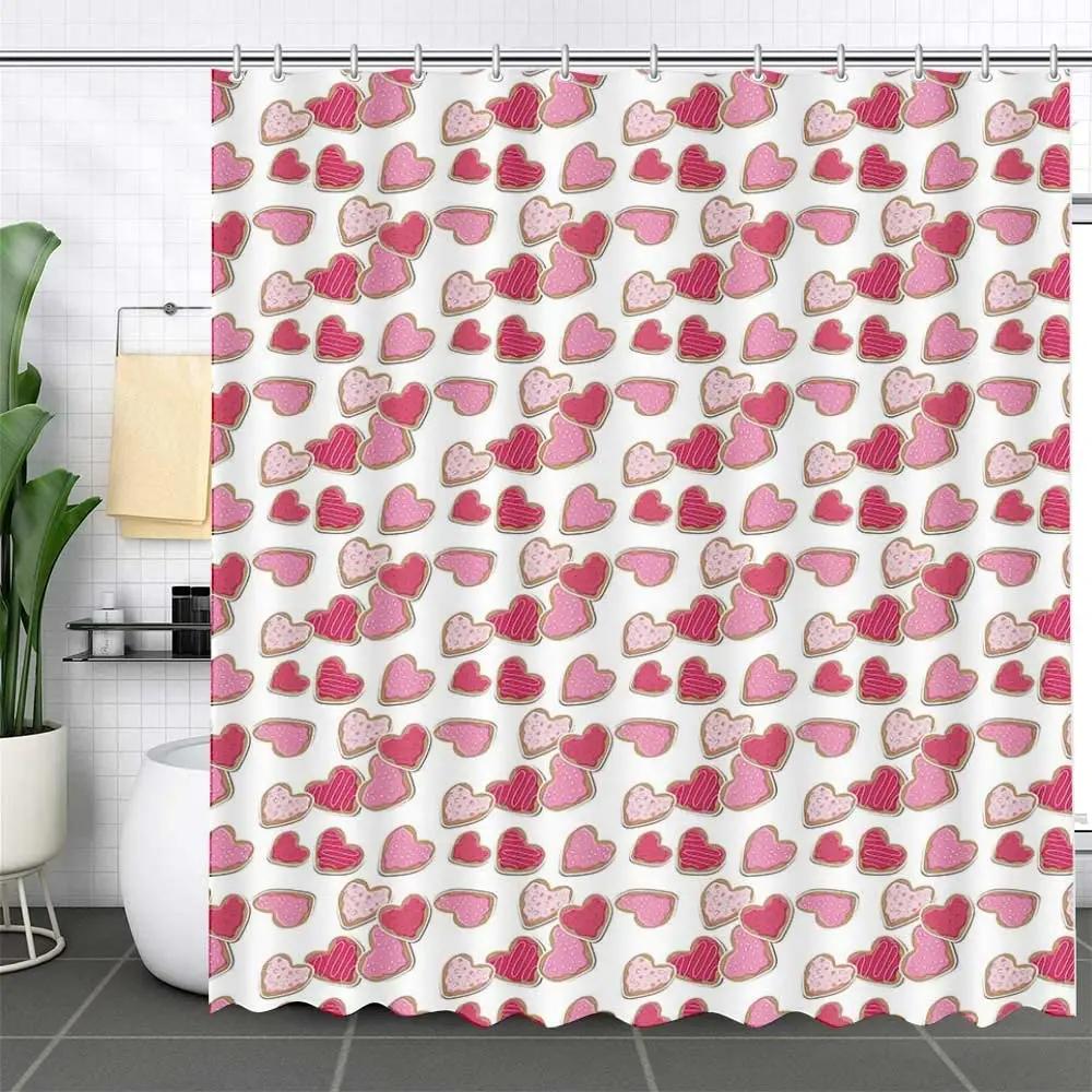 Ice Cream Shower Curtain Summer Flower Rainbow Popsicle Colorful Dots Design Fabric Waterproof Bath Curtain Bathroom Curtain Set
