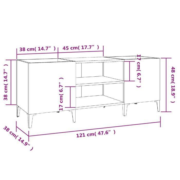 VidaXL Armoire à Disques, Armoire Latérale avec Rangement, Meuble pour Tourne-Disque, Buffet de Salon, Industriel, Maison 831933