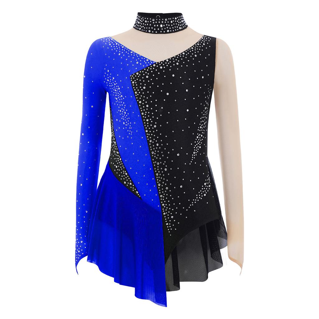 3-in-1 Performance Body für Mädchen: Perfekt für Tanz, Gymnastik & Eiskunstlauf, Mit Strasssteinen, Netzstoff & Druckknöpfen im Schritt