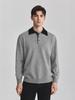 Men's Fashionable Color-Block Knit Polo Shirt with Lapel - Casual Long-Sleeved Base Layer