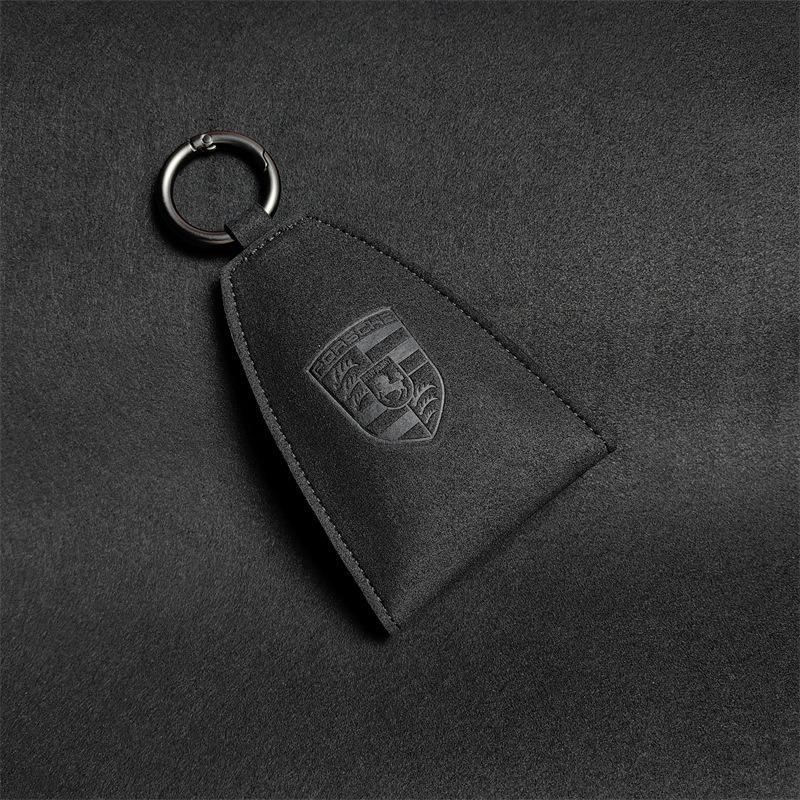 

Suede Car Key Bag Storage Case Keychain Ring Auto Accessory for Porsche Cayenne Panamera Macan 911 718 Taycan Boxster Cayman 918