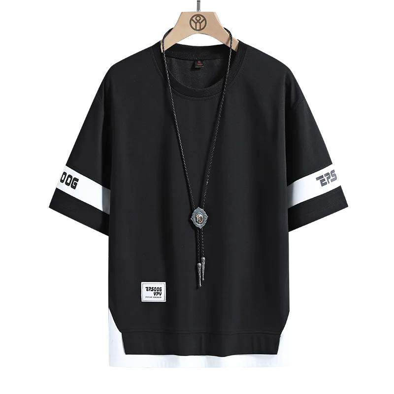 Camisetas holgadas de estilo hip hop para hombre, ropa de calle, camisetas casuales clásicas de verano de manga corta, camisetas blancas y negras, camisetas de gran tamaño