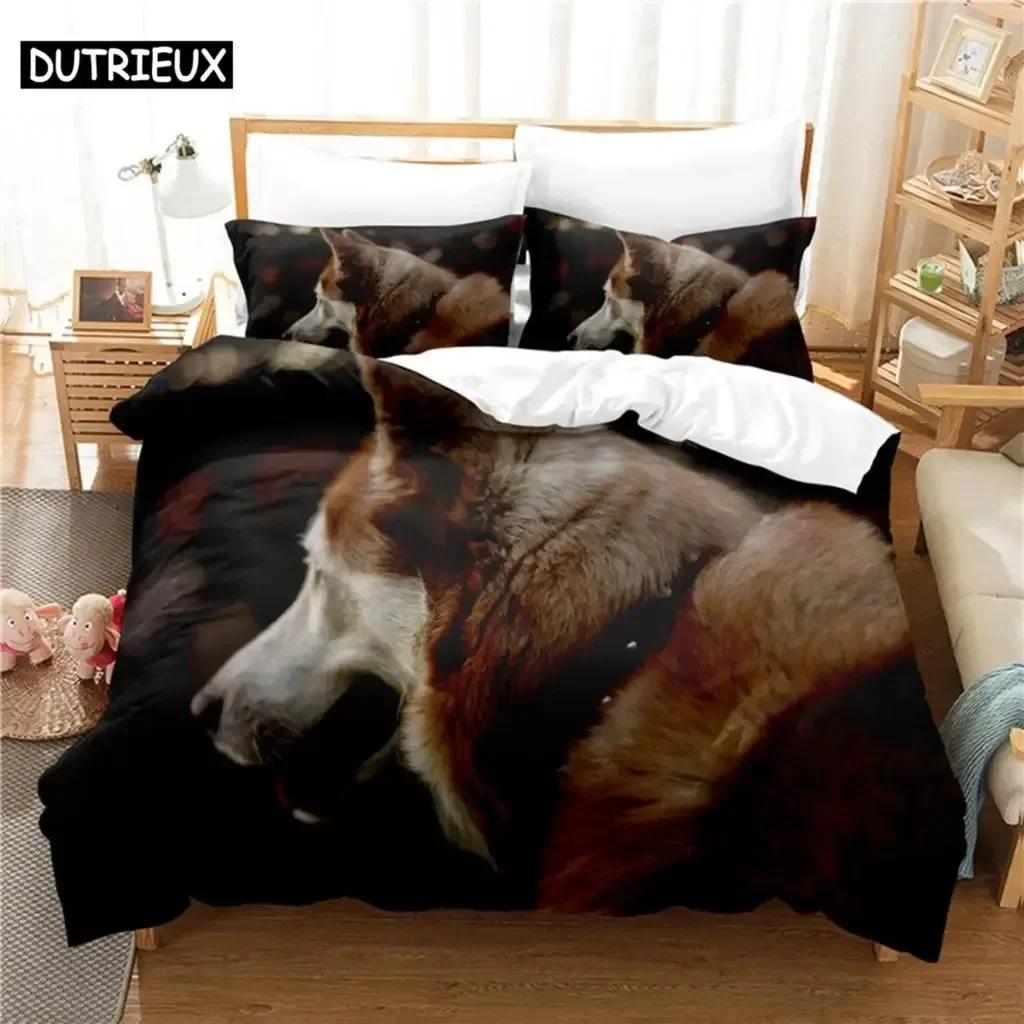 Adorable Lovely Dog Comfortable with Soft Fabric Duvet Comfortable Quilt Cover Pilowcase Beding Set Children Bedrom Decoration Home Textile