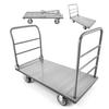 VEVOR Platform Truck, 2650 Lbs Capacity, Heavy Duty Flatbed Cart Dolly with Detachable Guardrail and Swivel Wheels, Foldable Hand Push Truck Cart