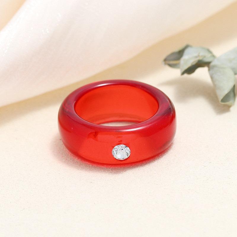 Round Rings Square Crystal Transparent Colorful Simple Geometric Resin Acrylic