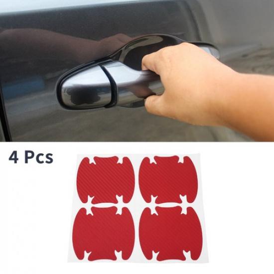 

4 Pcs Universal Car Door Handle Cup Cover 93x91mm Carbon Fiber Pattern Red