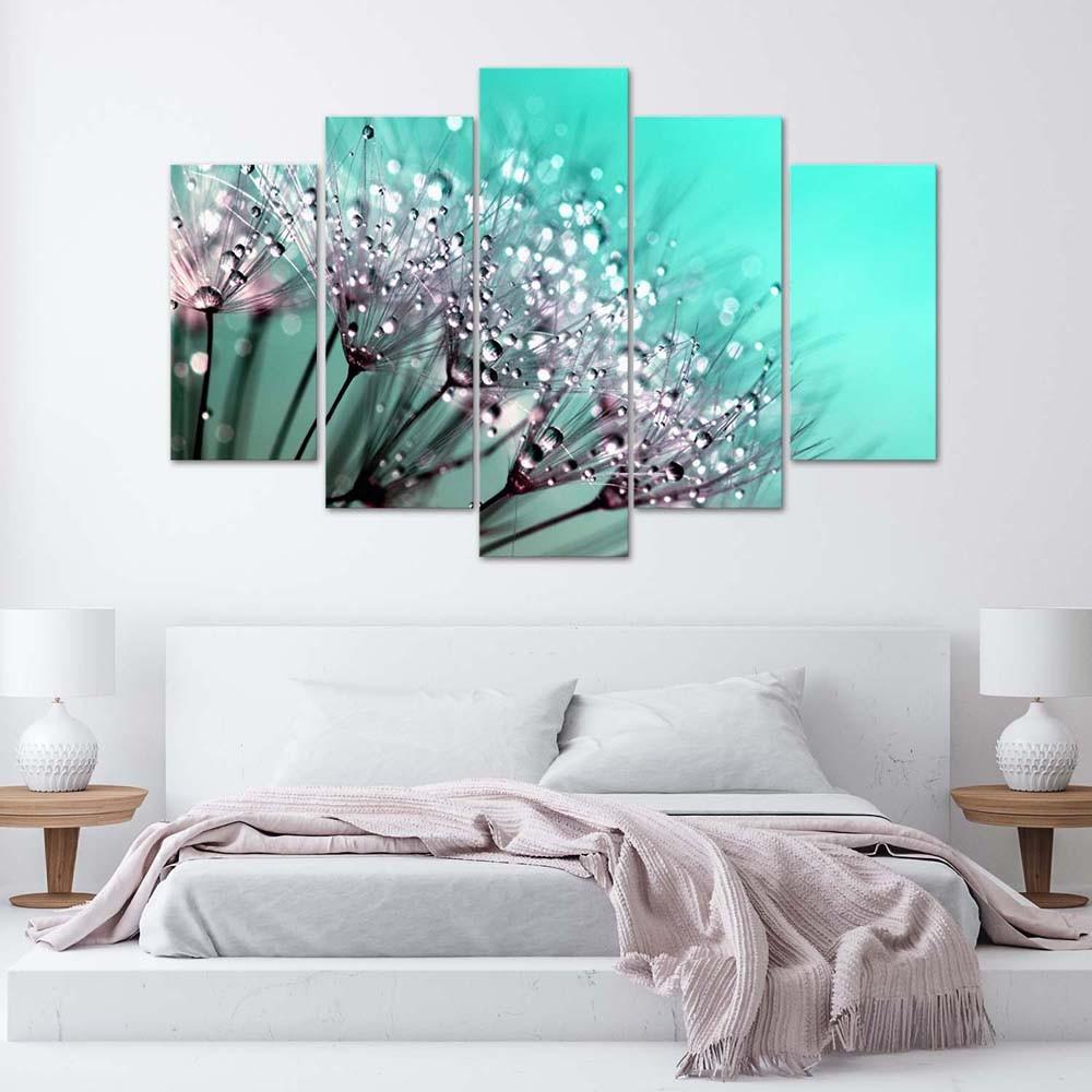 Feeby Feeby Five piece picture canvas print, Turquoise blowpipes