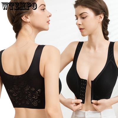 Vorne zu öffnender BH für Damen Große Größen Schöner Rücken Nahtloses Unterwäsche für Damen Push-up BH-Top Einziehbarer Zubehör-BH