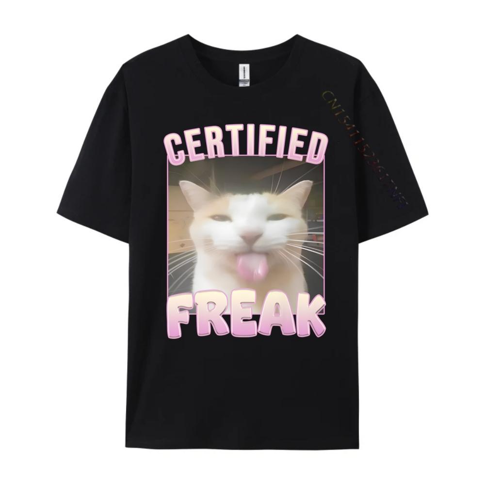 Certified Freak Cat Meme Mens Clothing Free Shipping Clothes Tee Shirt