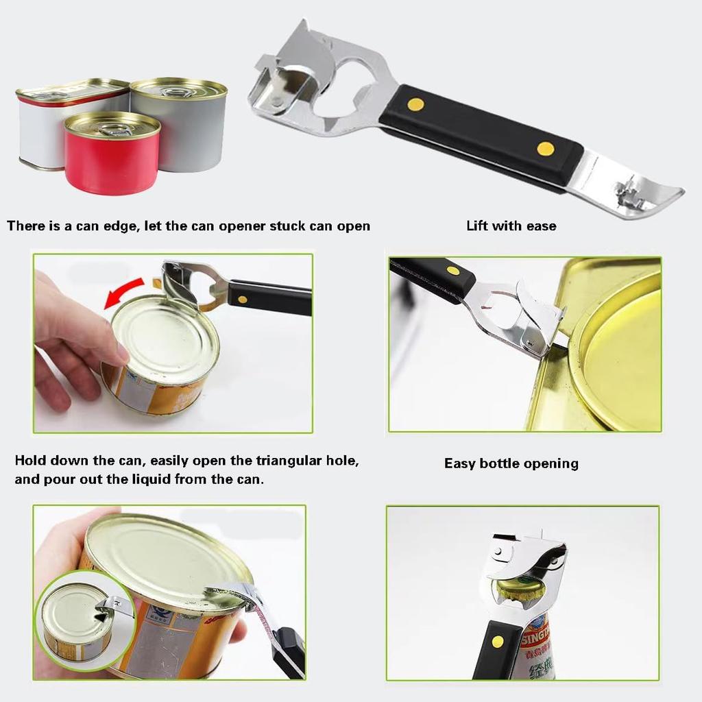 Bottle Opener - Manual Can Opener - Versatile 4-In-1 Can Opener for Kitchen Restaurants and Camping Trips (2)