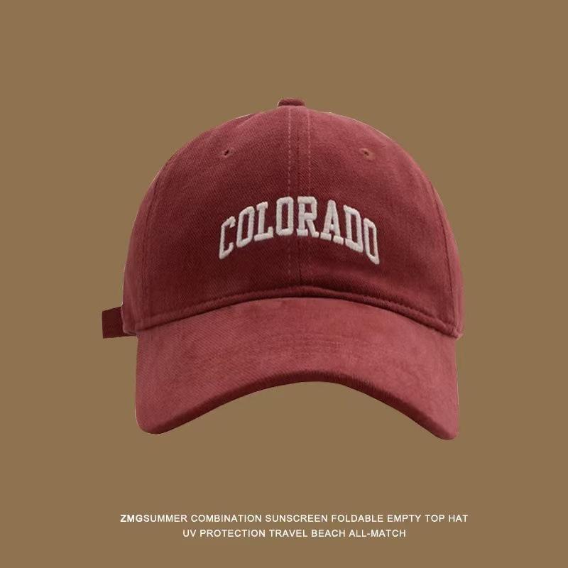 Versatile Large Head Baseball Cap: Solid Color, Deep Crown, Wide Brim, Embroidered Letter Design