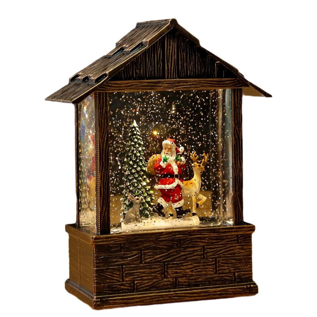 Snow Spray with Music Light Christmas Oil Light Wind Light Horse Light Decoration Music Box Christmas Gift