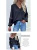2022 Lace Patchwork Long Sleeve V-Neck Blouse - Women's Spring & Autumn Fashion
