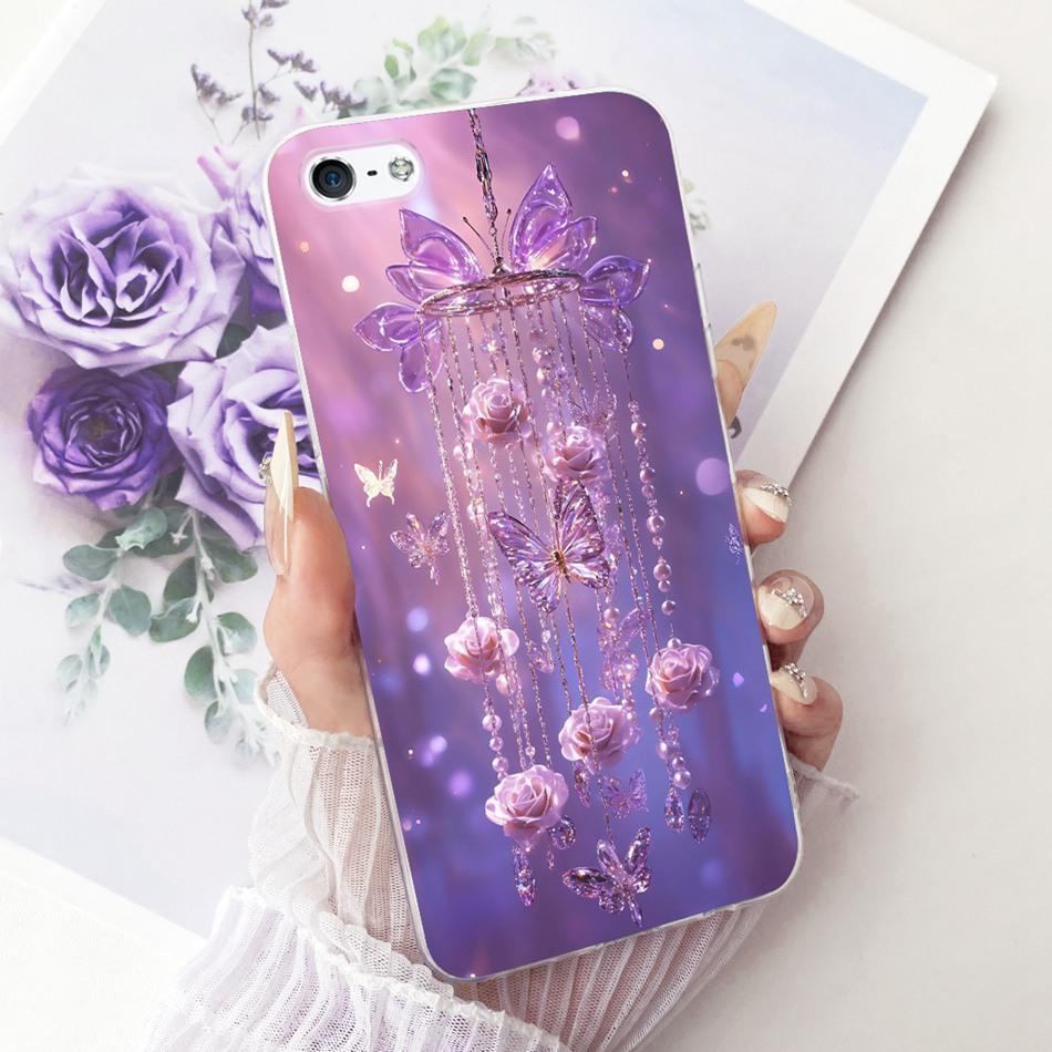 For iPhone 5 5s SE (2016) 4 4s Cute Flower Butterfly Cat Painted Case For iPhone5 iPhone4 Soft Silicone TPU Phone Cases
