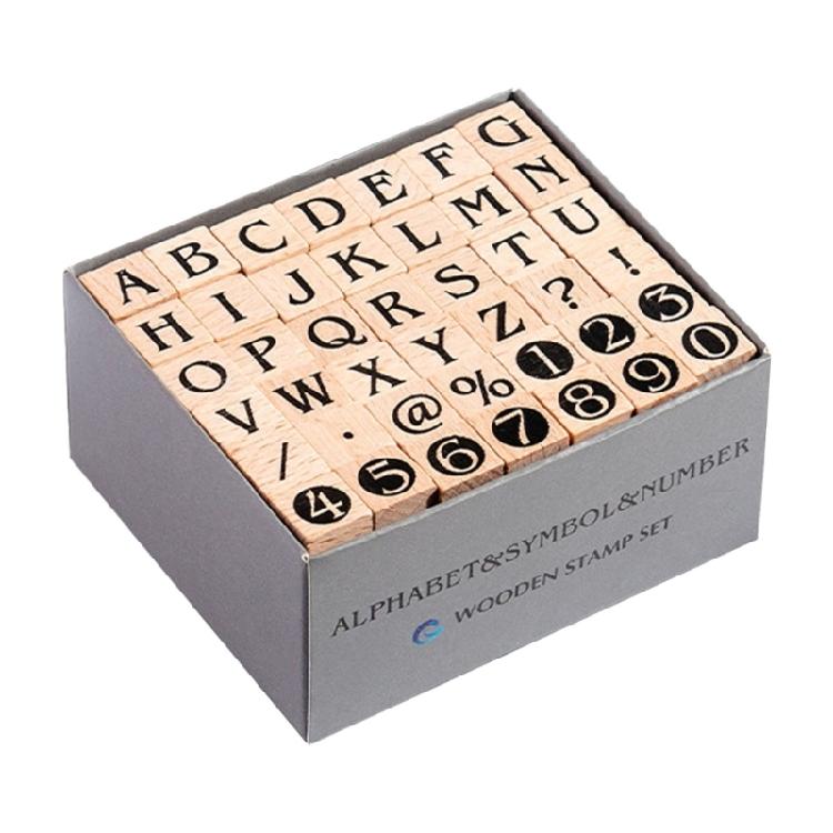 42Pieces Wood Scrapbooking Stamp Geomotric Themed Stamp Letter Number Stamp for Scrapbooking Card Making Journal Album