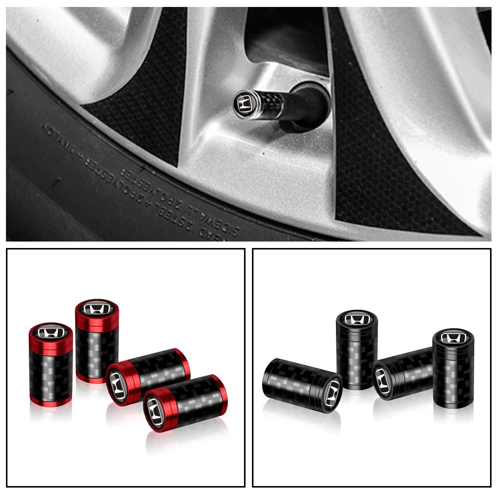 4pcs Carbon Fiber Car Wheel Tires Valve Cap Tyre Rim Stem Cover For Honda Civic Fit Jazz Accord Pilot CRV Odyssey t84 Passport Vezel