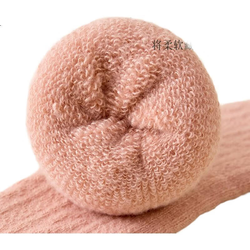 YUZHAOLIN 4 Pairs of Women's Mid-Calf Wool Socks, Autumn And Winter Fleece-Lined Thick Warm 7A Antibacterial Terry Floor Snow Socks