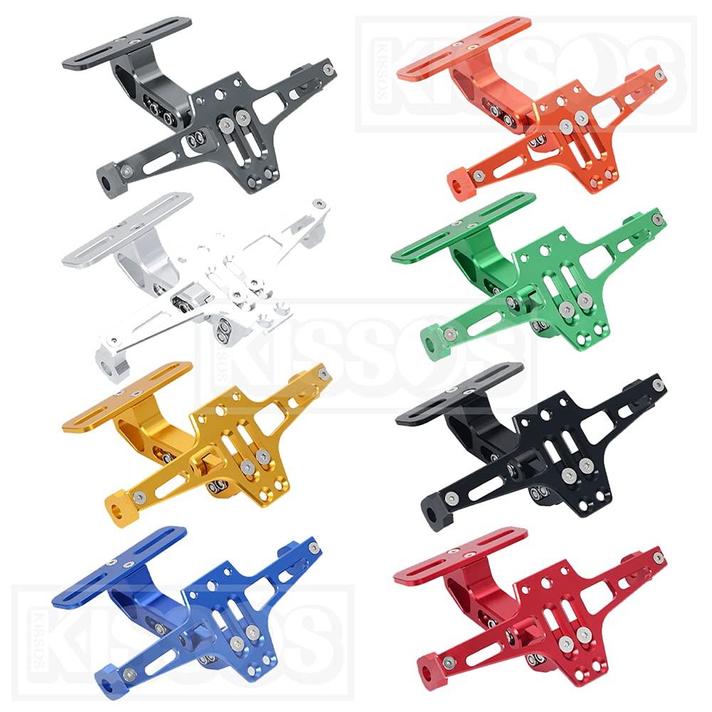 Universal Motorcycle License Plate Stay Holder with Adjustable Angle and LED Light, Custom Part (Iron)