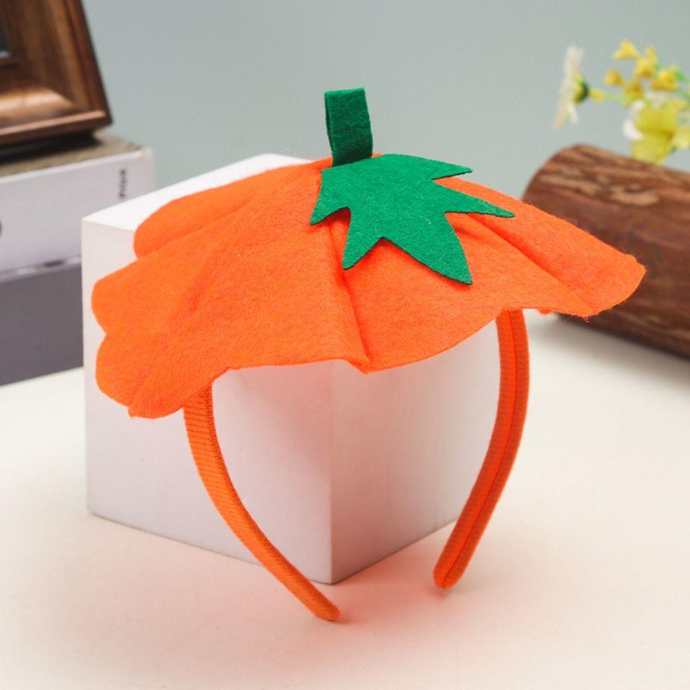 Bandeau d'Halloween Orange Vif Clip Cheveux Festival Non Tissé Cerceau Cheveux Citrouille Événement Scolaire
