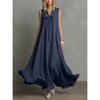 QICED Fashion Summer Spring Solid Color Print Sleeveless V-Neck Casual Dresses