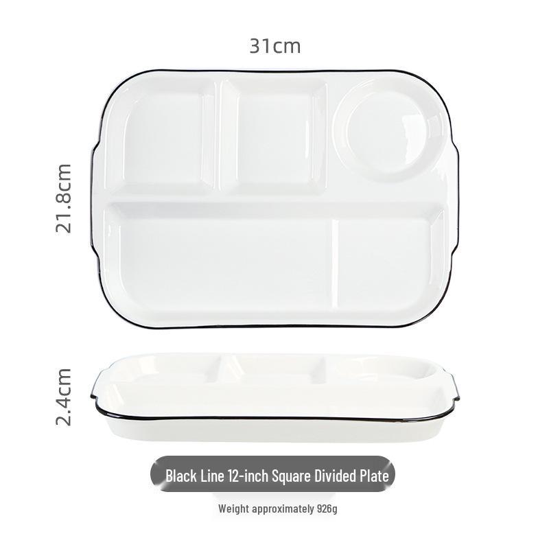Portion Control Ceramic Plate: Round 3-Compartment, Square 5-Compartment for Diet & Kids' Meals