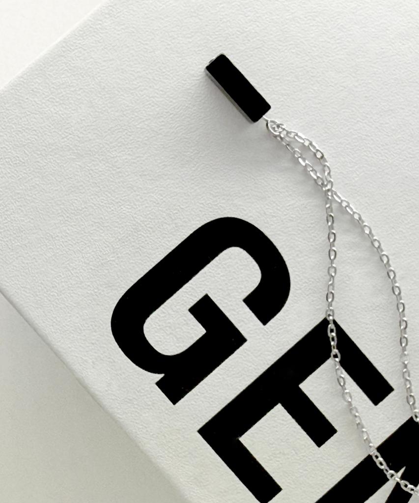 Glory_Arden Surgical Steel Hexagonal Onyx Necklace / Ghmn-495