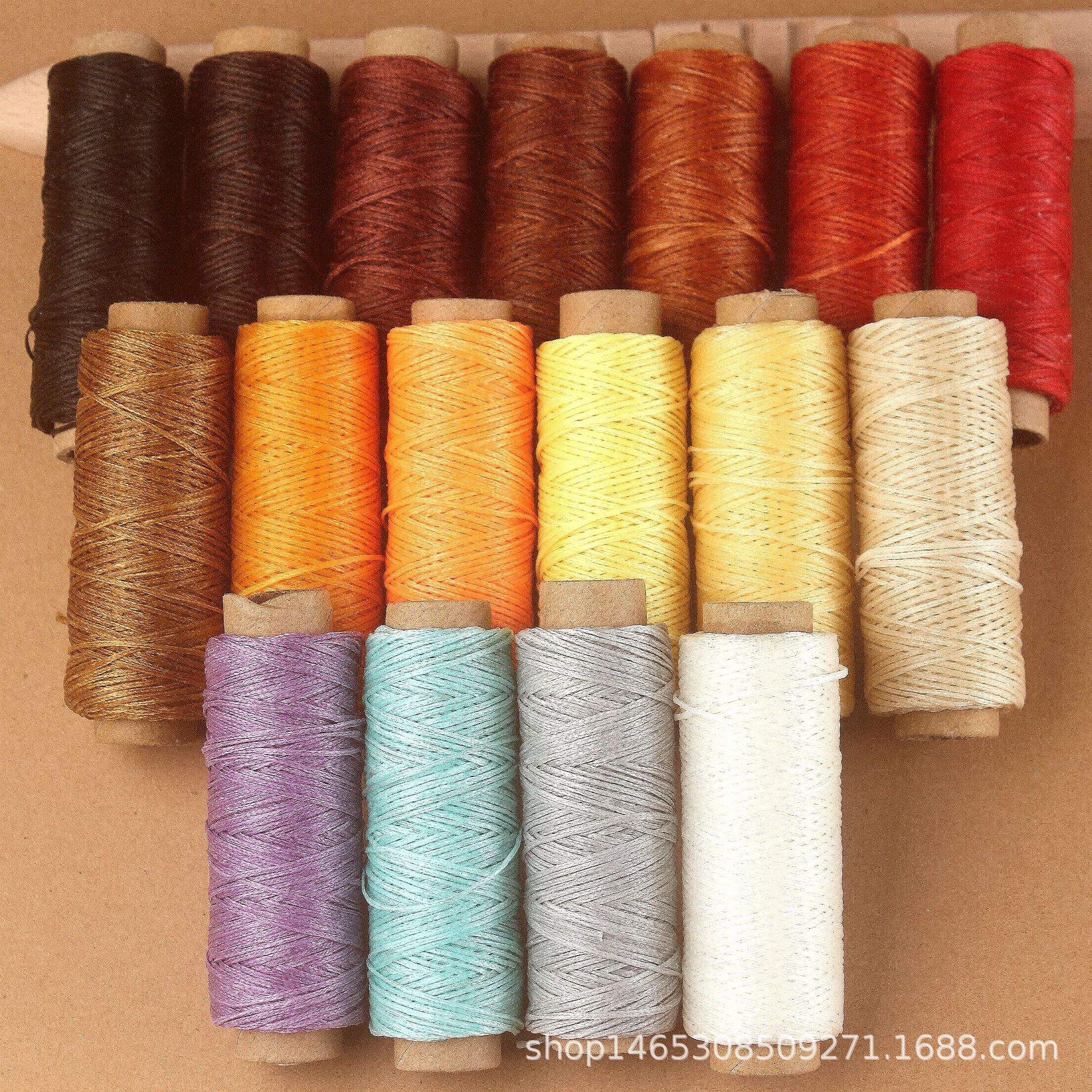 150D Handmade Flat Waxed Thread for Vegetable-Tanned Leather Sewing, 50 Meters Red 150D 50m