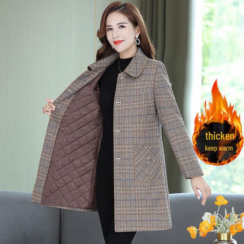 Mid-Length Autumn & Winter Trench Coat for Middle-Aged Women - Stylish and Thick for 40s & 50s