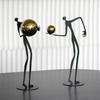 Metal Handicraft Abstract Portrait Sculpture Gold Ball-hugging Figure Metal Ornament Metal Figurine Home Decoration Accessories