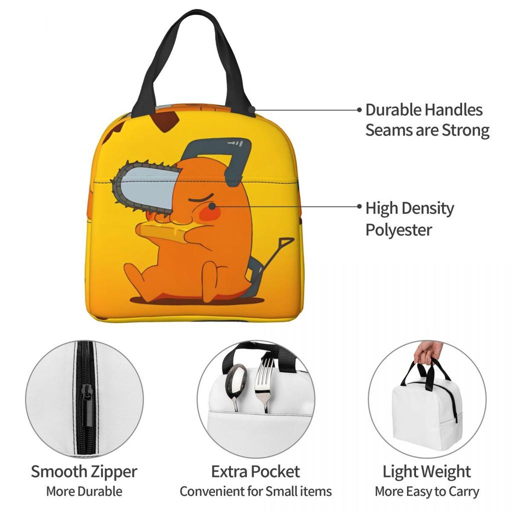 Kawaii Pochitas Insulated Lunch Bags Food Container Bags Portable Thermal Cooler Lunch Boxes For School Office