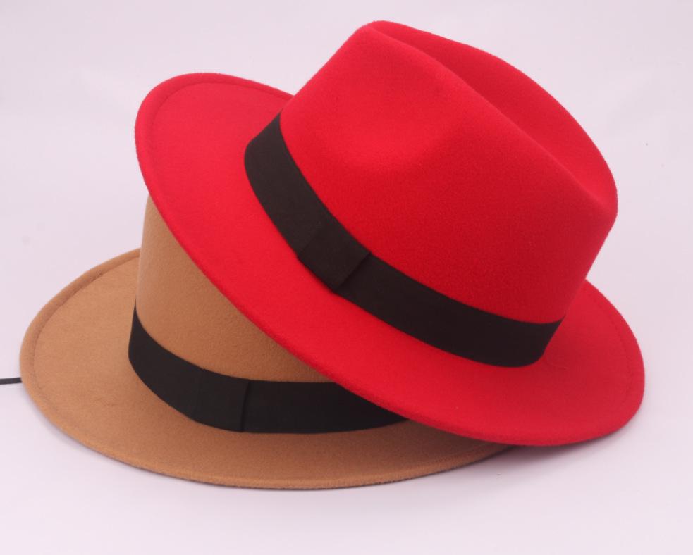 Retro Shanghai Fedora mit breiter Krempe: Unisex Frühling/Herbst Jazz Panama Hut in Wolloptik