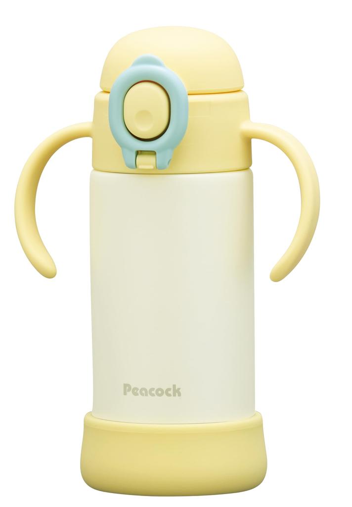 Baby Water with Dishwasher Yellow Y The-peacock (The-peacock) Bottle, 350ml, Handle, Safe, Insulated, One-Touch Straw, APB-R35
