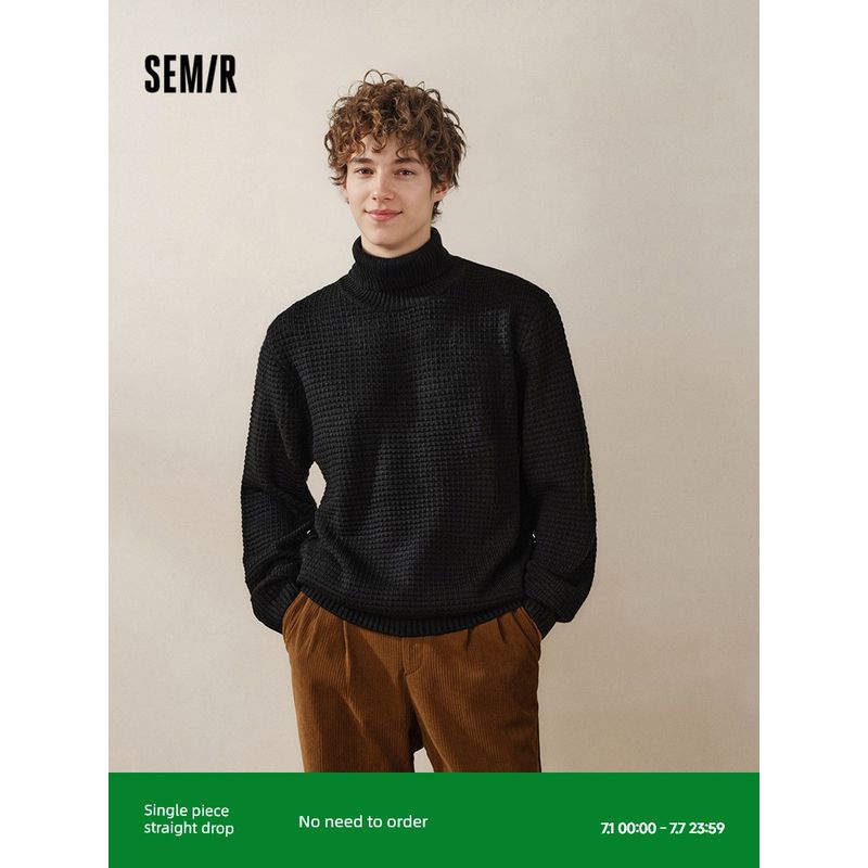 

Senma Sweater Men s High Neck Inner Wear 2024 Winter New Sweater Texture Twisted Bottoming Shirt Pure Color Knitwear Black 90001 180/96A/XL