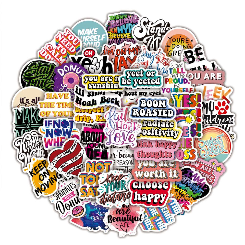 50 Non-Infringing Inspirational Graffiti Stickers: Vibrant Chinese Designs for Suitcases, Guitars, and Notebooks. Waterproof and Durable.