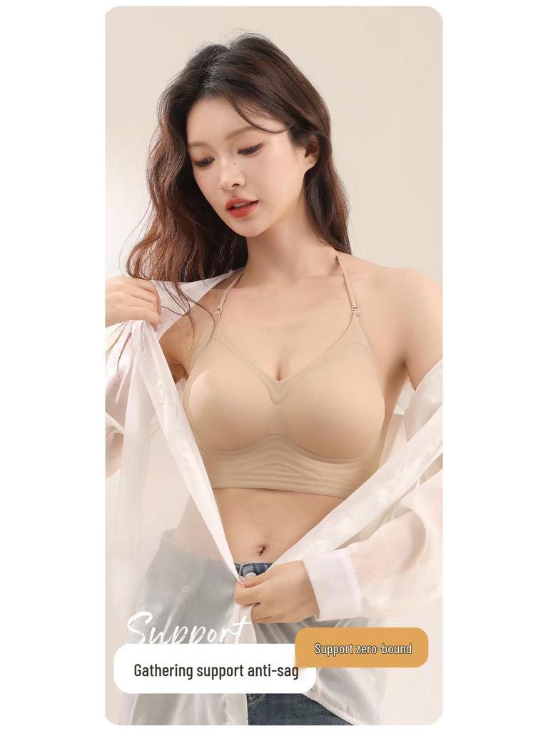 Halterneck Push-Up Seamless U-Shape Bra for Small Chest - Women's Low Back Camisole