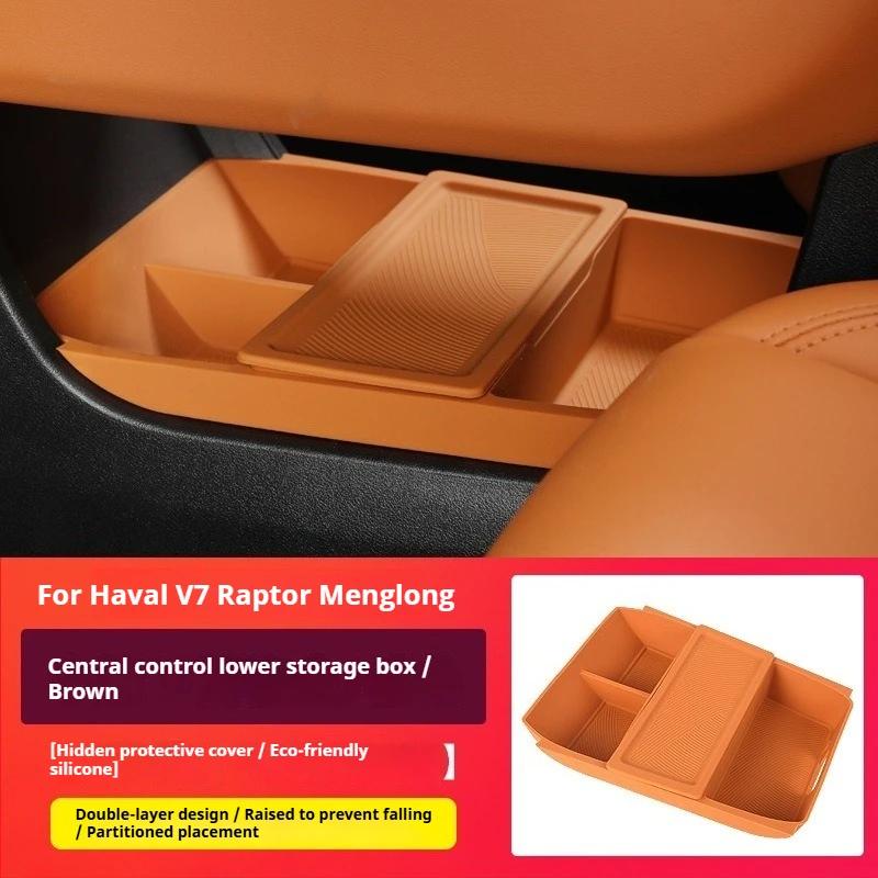 For Haval V7 Raptor Menglong 2026 2025 Silicone Center Console Armrest Box Lower Storage Box Interior Tidying Accessories