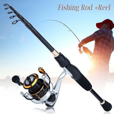 Caña de Pescar y Carretes Caña de Pescar Telescópica de Carbono y Carrete de Pesca Spinning Juego de Equipo de Pesca Marítima