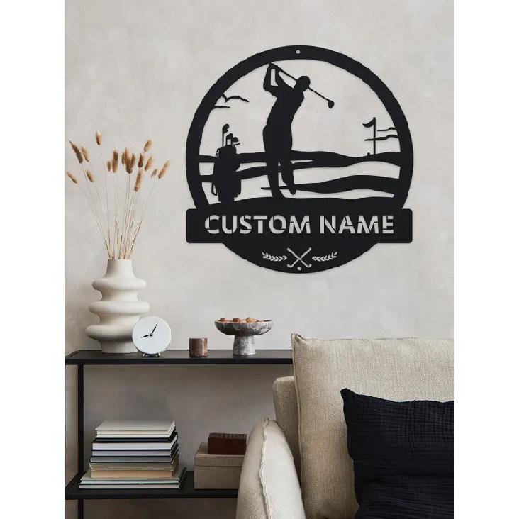 1pc Unique Personalized Customizable Metal Golf Wall Art - Rustic Farmhouse Decor for Porches, Patios, Gifts - Customizable with