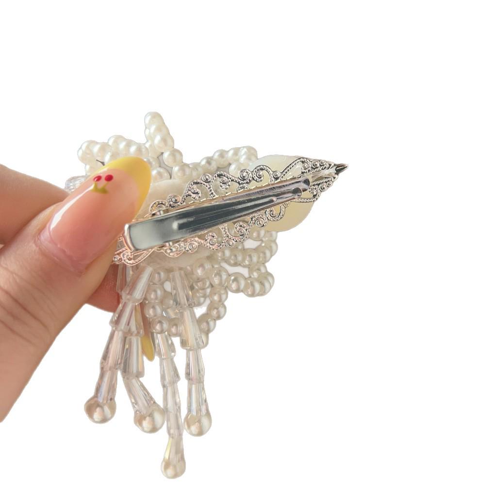 Elegant Pearl Flower Hair Clip for Women - Exquisite High-End Hair Accessory for Bangs