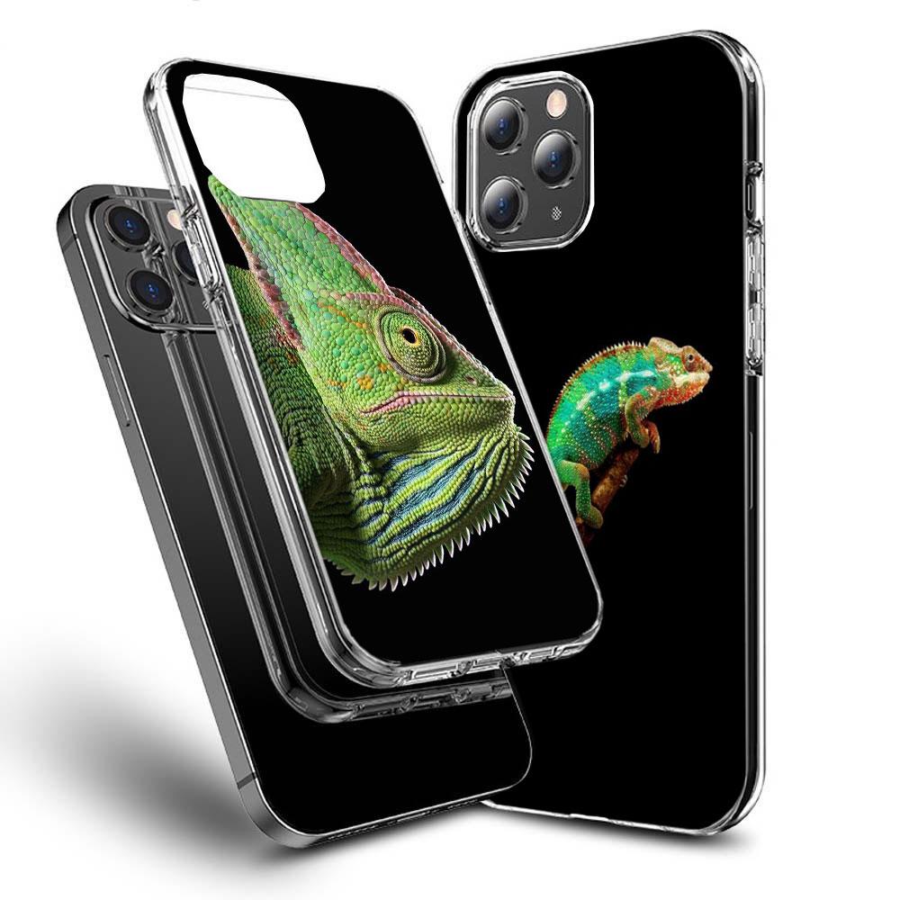 Chameleon Funny Wildlife Phone Case For Iphone 16E 15 Pro 14 Plus 17E 16 17 Pro Max Air 11 12 13 Mini Shockproof Capa Cute Co