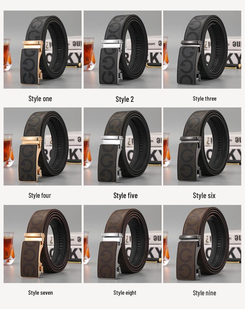 Men's Casual Patchwork Faux Leather Waist Belt with Letter Pattern