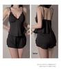 Stunning Deep V Lace Cami Top & Elastic Waist Slit Shorts Set