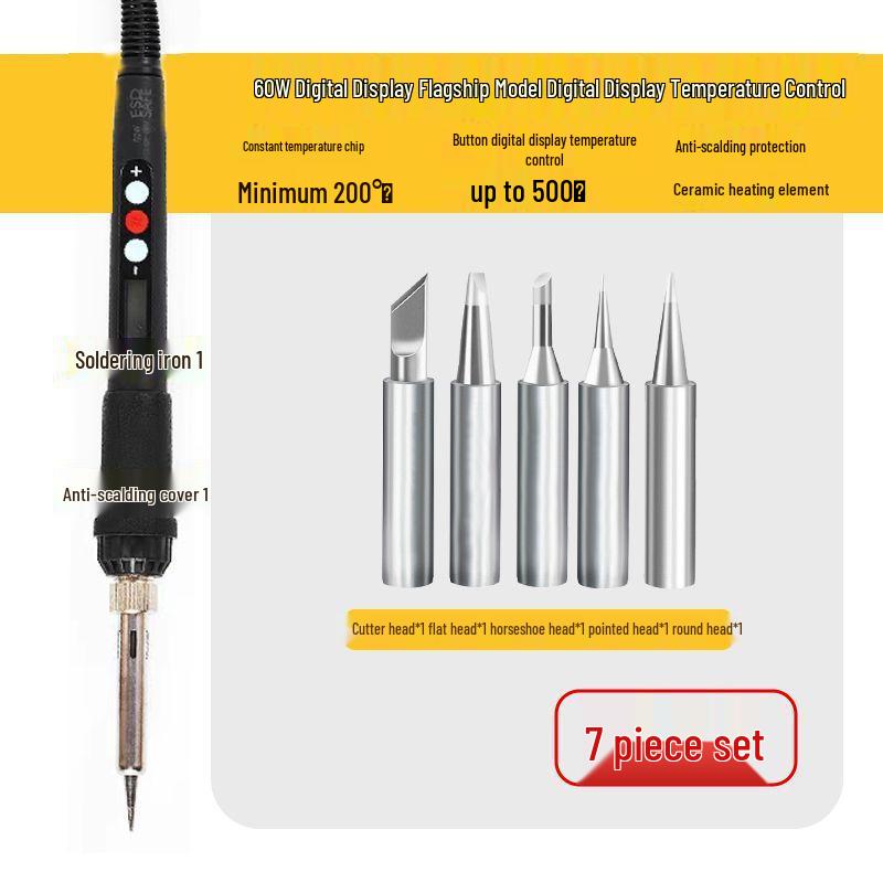 High-Power Digital Soldering Iron: Adjustable Temperature & Constant Heat Ceramic Core for Household Repair & Welding