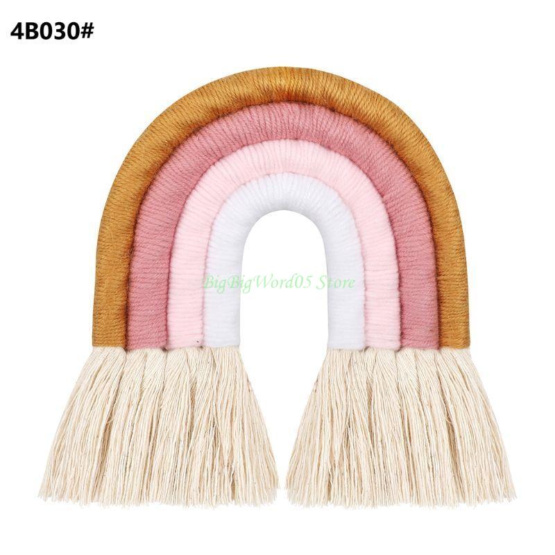 24TE Rainbow Macrame Wall Hanging for Kids Room and Home Decor Wedding Vase Ornament