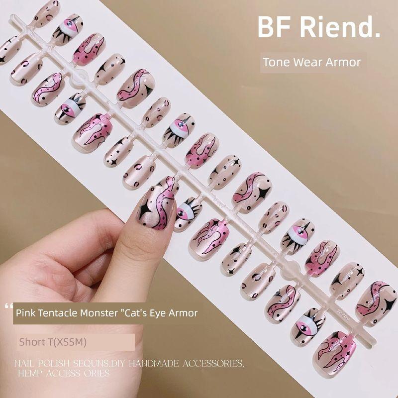 

Милые наклейки для ногтей Розовые щупальца Кошачий глаз Носимая броня Эксцентричная личность Накладные ногти Готовый продукт Типса 652# Pink Tentacle monster (30 pieces)
