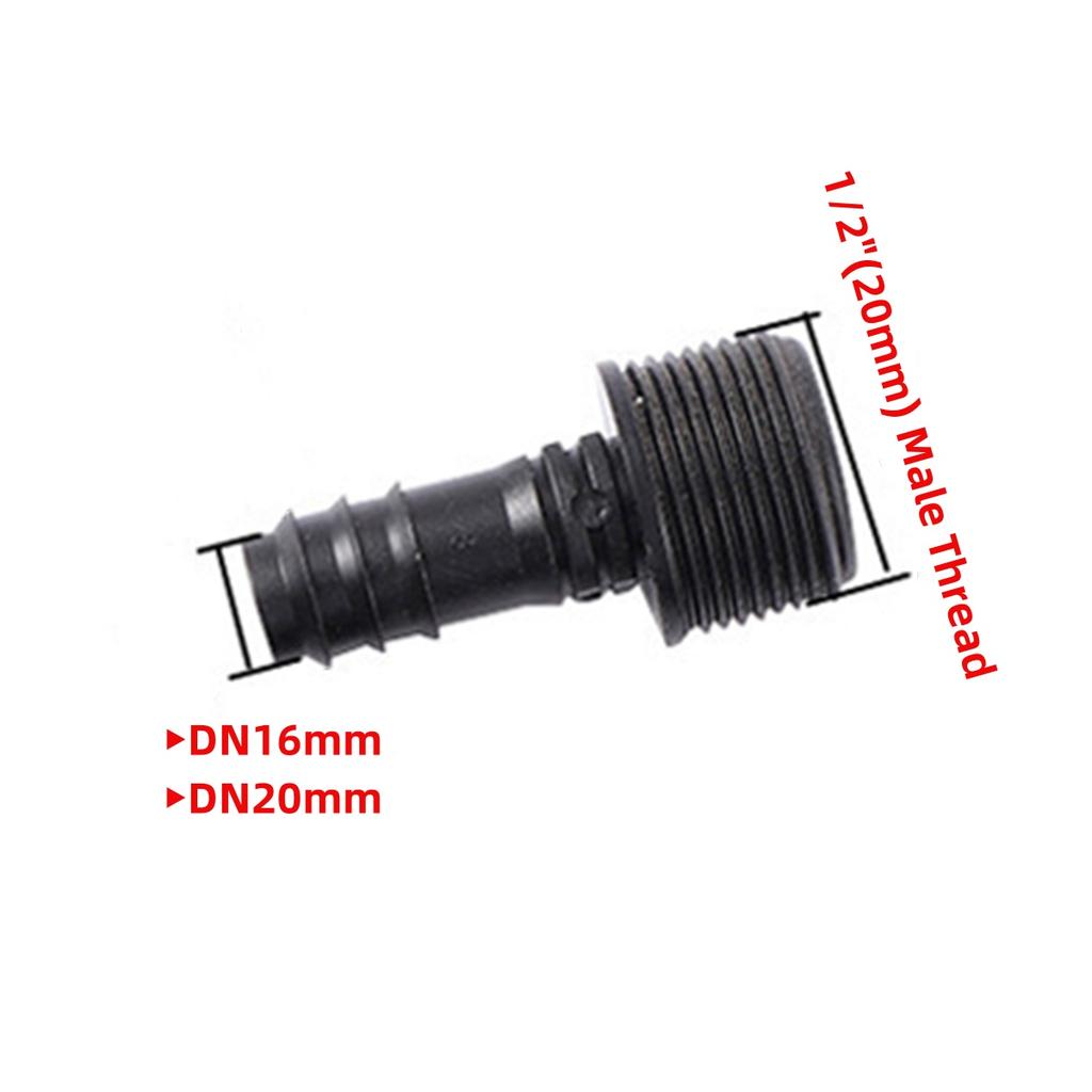 DN16/20/25mm Pipe Barbed Connector 1/2" 3/4" Male Thread Tee Elbow Straight End Plug Joint Garden Irrigation Water Hose Adapter